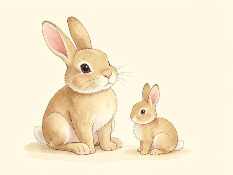 Aquarell-Illustration eines großen und eines kleinen Hasen